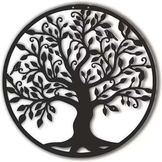 OEM Arbre De Vie - Decoracion Mural En Metal - 35 X 35 Cm - Acero 2 Mm Con Recubrimiento En Polvo - Interior Y Exterior - 1 Pieza