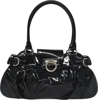 Ferragamo Gancini Black Patent Leather Handbag (Pre-Owned)