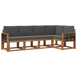 vidaXL Conjunto De Sof&aacute;s De Exterior 5 Pcs Natural Y Antracita Vidaxl