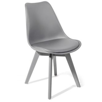 Oresteluchetta Set 4 sillas piel gris y polipropileno gris H81 L49 P54 cm