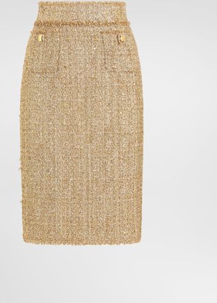 Dolce & Gabbana Lam&eacute; Tweed Skirt - Woman Gold 36
