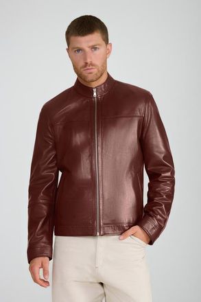 FURNIQ Otis Racer Leather Jacket in Burgundy at Nordstrom, Size Small