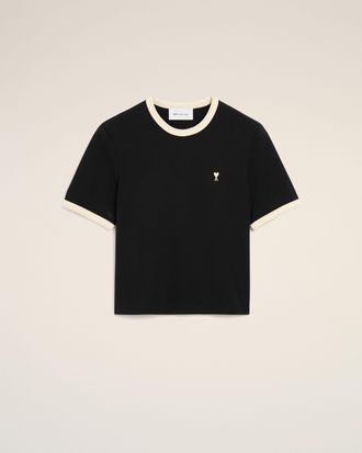 Ami Black contrasted cotton t-shirt with Ami de Coeur Black - XXXL - for Men