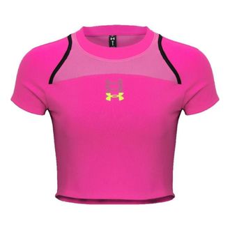 Under Armour (WMNS) Under Armour Run Anywhere Crop T-shirt Neon Pink 1376816-652