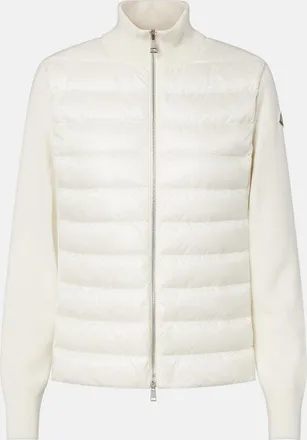 Moncler WOMENS HYBRID CARDIGAN Size: L, colour: WHITE