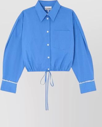 Ganni cropped cotton shirt jacket