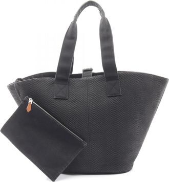 Herm&egrave;s Black Canvas Tote Bag (Pre-Owned)