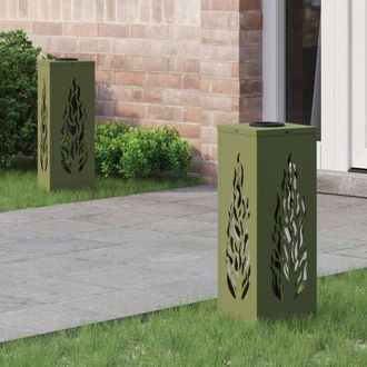 vidaXL Luz De Camino Led Solar Con Luces Con Bater&iacute;a 2 Pcs Verde Oliva Vidaxl
