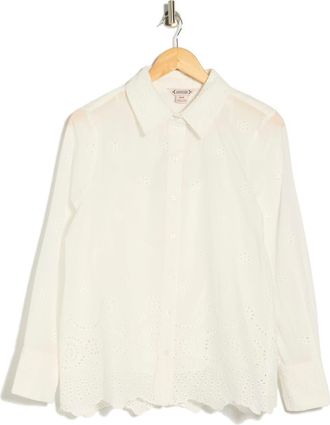 Nanette Lepore Long Sleeve Eyelet Top in Brilliant White at Nordstrom Rack, Size X-Large