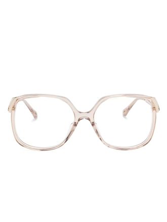 Chlo&eacute; oversize-frame glasses - women - Brass - 56 - Gold