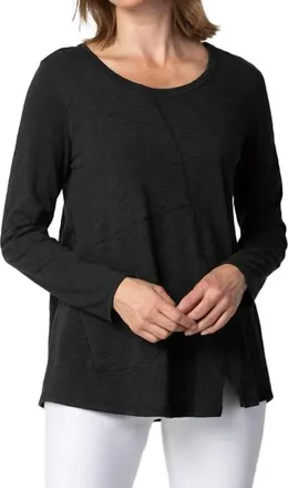 Habitat Pieced Pocket Tunic Top In Black