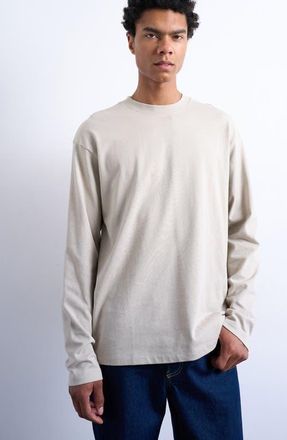 Topman Relaxed Fit Long Sleeve Cotton Rib T-Shirt in Stone at Nordstrom, Size Xx-Large