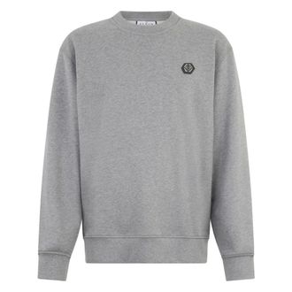 Philipp Plein Hoodies & sweatvesten, Heren, Grijs, XL, Katoen, Ronde Hals Sweatshirt Basic