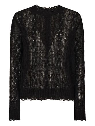 Alanui open-work ruffled jumper - Black