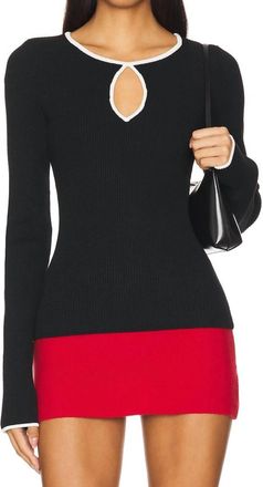 Show me your Mumu Tippi Top Sweater In Black Rib With White Trim