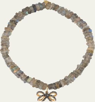 Sydney Evan 14K Pave and Labradorite Bracelet with Double Bow Charm