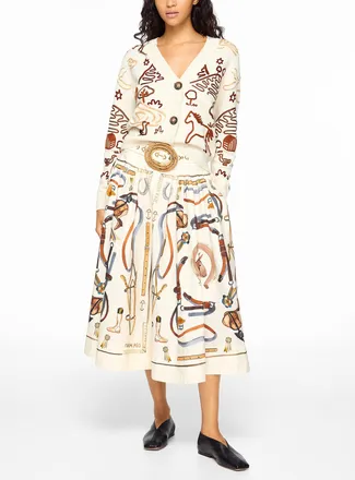 Farm Rio Womens Equestrian-print midi skirt