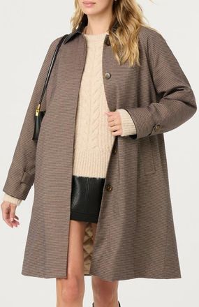 ASTR the Label Raiden Faux Leather Collared Coat in Brown Plaid at Nordstrom, Size X-Small