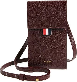Thom Browne Leather Crossbody Phone Bag in Burgundy at Nordstrom