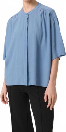 Soaked In Luxury Layna Half Sleeve Loose Fit Shirt In Coronet Blue