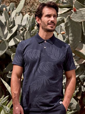Lerros Poloshirt LERROS LERROS Jacquard Poloshirt f&uuml;r Herren, Herren, Gr. XL, blau (classic navy), 80% Baumwolle, 20% Polyester, ohne Ausschnitt, Shirts Polo