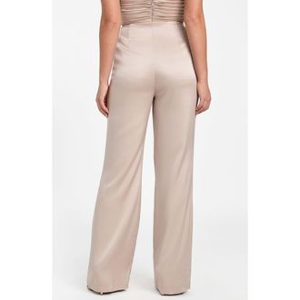 Marciano Aretha Overlap Wide Leg Satin Pants in Velvet Taupe at Nordstrom, Size 10 Us