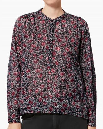 Isabel Marant Maria Floral Voile Blouse In Crushed Berry