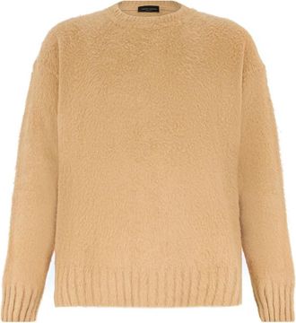 Roberto Collina Trui met ronde hals - Heren - Ronde hals truien - Beige - S - Katoen - Truien & Vesten