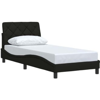 vidaXL Estructura De Cama Sin Colch&oacute;n Tela Negro 90x190 Cm Vidaxl