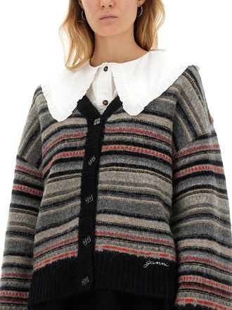 Ganni Boxy Fit Alpaca-Blend Cardigan - Multicolor
