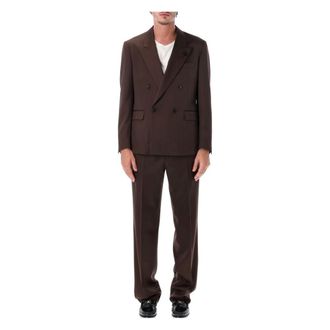 Lardini Kostuums, Heren, Bruin, XL, Wol, Kostuumjas Dubbelzijdig Broek Bodem 23cm