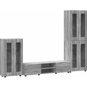 vidaXL TV Cabinet Set with Drawer Grey Sonoma Engineered Wood vidaXL