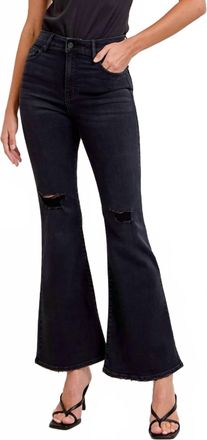 Hidden Jeans Knee Distressed Stretch Flare Jean In Black