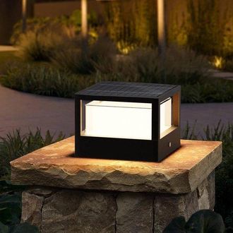OEM L&aacute;mpara Pedestal Solar Bolardo Solar Color Negro, Resistente Ip65, Iluminaci&oacute;n Aluminio, Blanca C&aacute;lida, Iluminaci&oacute;n Pedestal [clase Energ&eacute;tica E]