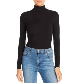 Good American Ruched Turtle Neck Bodysuit In Black
