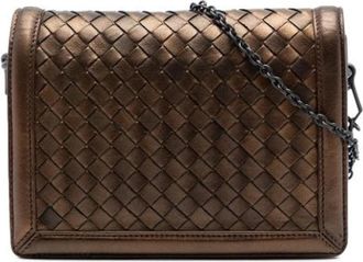 Bottega Veneta Pre-owned Woven Crossbody - Dames - Vintage Schoudertas - Bruin - ONE Size - Leer - Vintage