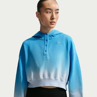 Nike Womens Nike Sportswear Phoenix Fleece Oversized Henley Hoodie in Blue | IF7372-407