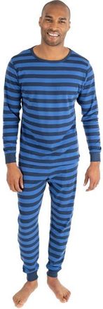Leveret Mens Cotton Printed Pajama Set in Striped Blue & Navy at Nordstrom, Size Xx-Large