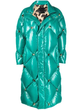 Philipp Plein quilted studded padded coat - women - Polyamide/Goose Down/Polyester - S - Green