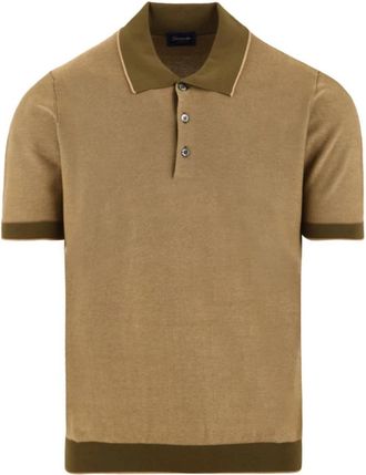 Drumohr Polo met korte mouwen en geschoren stof - Heren - Polos - Groen - M - Katoen - Tops