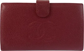 Chanel Wine Leather Wallet (Bi-Fold) (Pre-Owned)