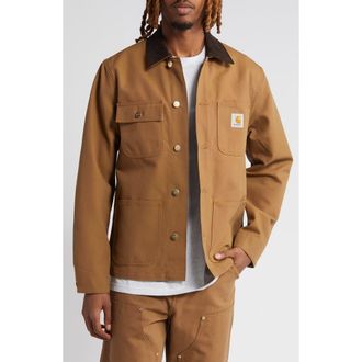 Carhartt Work in Progress Michigan Canvas Coat in H Brown /Tob Rins at Nordstrom, Size Xx-Large