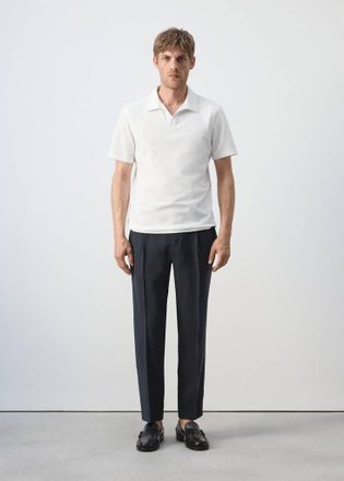 Mango Polo slim-fit misto cotone piqu&eacute; bianco - Uomo - XXL - MANGO MAN