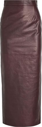 Skiim Huguette Leather Maxi Skirt - Burgundy - 38 (UK10 / S)