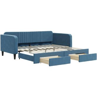 vidaXL Sof&aacute; Cama Nido Con Cajones Terciopelo Azul 100x200 Cm Vidaxl