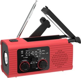 OEM Radio Alerta Meteorol&oacute;gica Noaa - Am Fm 7 Canales - Carga Solar Manivela Usb - Linterna Y Luz De Lectura - 4000 Mah - Interior Exterior