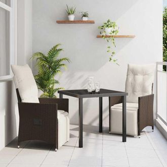 vidaXL Conjunto De Comedor De Jard&iacute;n Con Coj&iacute;n 3 Pcs Marr&oacute;n Polirat&aacute;n Vidaxl