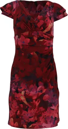 Ralph Lauren Lauren Ralph Lauren Floral-Print Mini Dress in Burgundy Polyester