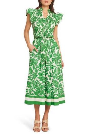 Flying Tomato Print Midi Dress in Ivory Green at Nordstrom Rack, Size Medium
