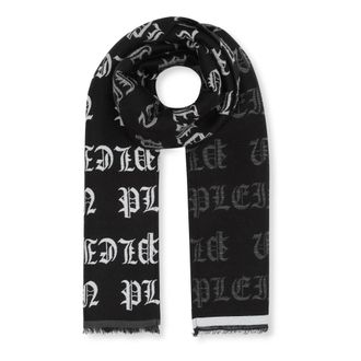 Philipp Plein Accessoires, unisex, Zwart, ONE Size, Wol, Long Scarf Gothic Plein